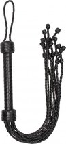 Short Leather Braided Flogger - Black - Bondage Toys - Whips