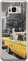 Samsung Galaxy S8 siliconen hoesje - Lama in taxi - Soft Case Telefoonhoesje - Grijs - Print