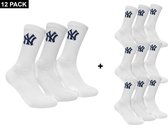 New York Yankees - 12-Pack Crew Socks - Voordeelverpakking Sokken - 43 - 46 - Wit