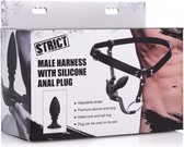 Male Harness with Silicone Anal Plug - Black - Bondage Toys