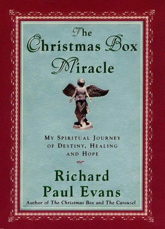 Boekomslag van The Christmas Box Miracle met een engel en rode sierrand.