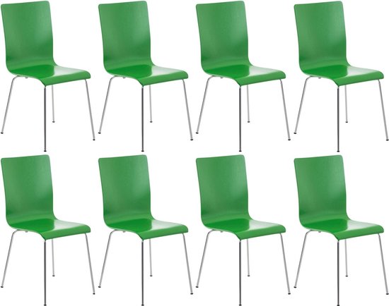 CLP Pepe Set van 8 Wachtkamerstoelen - Houten zitting groen