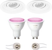 PHILIPS HUE - LED Spot Set GU10 - White and Color Ambiance - Bluetooth - Proma Domy Pro - Inbouw Rond - Mat Wit - Verdiept - Kantelbaar - Ø105mm