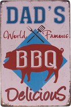 Metalen plaatje - Dad's BBQ World Famous