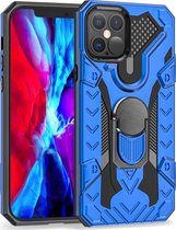 Apple iPhone 12 Pro Hoesje - Mobigear - Armor Ring Serie - Hard Kunststof Backcover - Blauw - Hoesje Geschikt Voor Apple iPhone 12 Pro