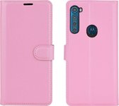 Motorola One Fusion Plus Hoesje - Mobigear - Classic Serie - Kunstlederen Bookcase - Roze - Hoesje Geschikt Voor Motorola One Fusion Plus