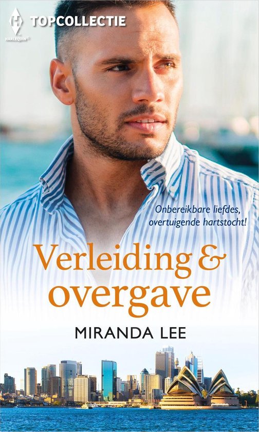 Man met stoppelbaard in gestreept overhemd, met stadsgezicht Sydney op achtergrond. Titel: Verleiding & overgave.
