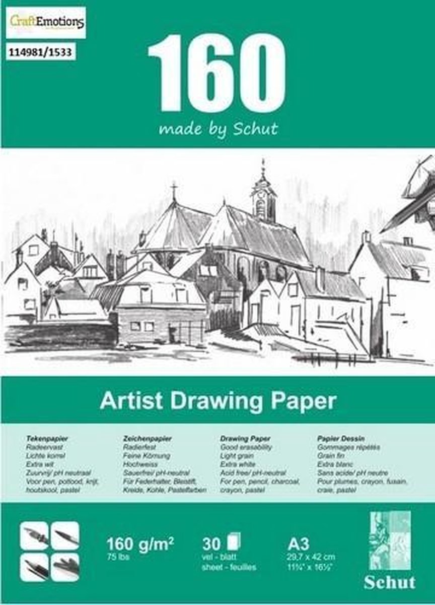 Schut - Block Artist Drawing Paper 160gr/m2 A3