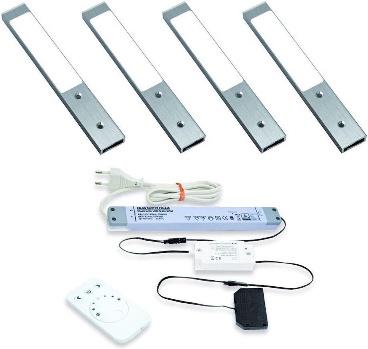 L&S Rettangolo Emotion keukenspot RVS (4 spots) incl. afstandsbediening