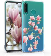 kwmobile telefoonhoesje voor Huawei P30 Lite - Hoesje voor smartphone in poederroze / wit / transparant - Magnolia design