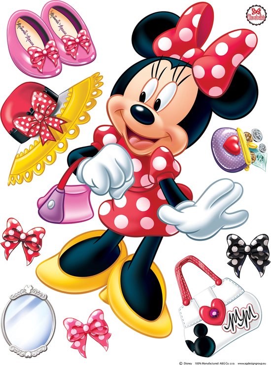 Sticker mural Disney Minnie Mouse rouge, blanc et jaune - 600100 - 65 x 85 cm