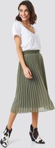 NA-KD Pleated Midi Skirt Khaki Green - 38, Groen