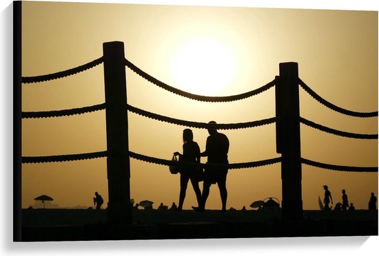 Canvas - Zonsondergang bij Brug - Foto op Canvas Schilderij (Wanddecoratie op Canvas)