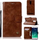 Voor Lenovo K5 Note Retro koperen knop Crazy Horse Horizontale flip PU lederen tas met houder & kaartsleuven & portemonnee en lanyard (bruin)