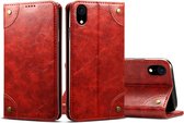Voor iPhone XR Baroque Simple Horizontal Flip Leather Case, met houder & kaartsleuven & portemonnee (rood)