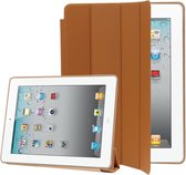 4-voudige Slim Smart Cover lederen tas met houder en slaap- / wekfunctie voor iPad 4 / nieuwe iPad (iPad 3) / iPad 2 (bruin)