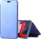 Mirror Clear View Horizontale Flip PU lederen tas voor OnePlus 6, met houder (blauw)