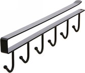 2 STKS Haken Opbergrek Cup Handdoek Opknoping Houder Badkamer Keukenkast Organizer (Zwart)