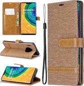 Voor Huawei Mate 30 Pro Kleuraanpassing Denim Textuur Horizontaal Flip Leren Case met Houder & Kaartsleuven & Portemonnee & Lanyard (Bruin)