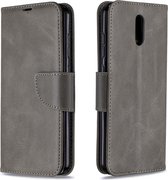 Voor Nokia 2.3 Retro lamsvacht textuur pure kleur horizontale flip pu lederen case met houder & kaartsleuven & portemonnee & lanyard (grijs)