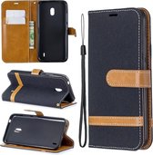 Kleuraanpassing Denim Texture Horizontale Flip Leather Case met houder & kaartsleuven & Wallet & Lanyard voor Nokia 2.2 (zwart)