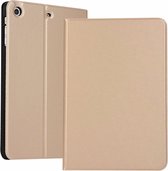 links en rechts effen kleur elastische lederen tas voor iPad Mini 1 / Mini 2 / Mini 3 met standaard met slaapfunctie, TPU softshell onderkant (goud)