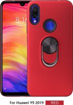 360 Rotary Multifunctional Stent PC + TPU Case voor Huawei Y9 (2019), met magnetische onzichtbare houder (rood)