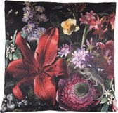 Clayre & Eef Sierkussen 45*45*4 cm Meerkleurig Synthetisch Vierkant Bloemen Kussenhoes met Kussenvulling