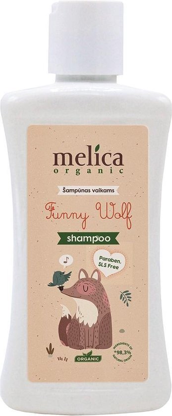 MELICA ORGANIC BIO Biologisch 98,8% Natuurlijke BIO BABY SHAMPOO "FUNNY WOLF" met ALOE VERA EXTRACT zonder parabenen, SLS, SLES met pompje 300ml