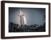 Foto in frame ,  Modern Hotel in Dubai  ,120x80cm , Zwart wit , wanddecoratie