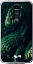 6F hoesje - geschikt voor LG K10 (2016) -  Transparant TPU Case - Palm Leaves Dark #ffffff