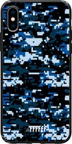 6F hoesje - geschikt voor iPhone Xs -  TPU Case - Navy Camouflage #ffffff