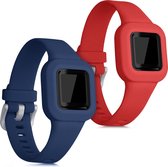 kwmobile 2x armband voor Garmin Vivofit jr. 3 - Bandjes voor fitnesstracker in donkerblauw / rood