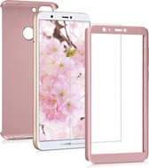 kwmobile 360 graden hoesje voor Huawei Enjoy 7S / P Smart (2017) - volledige bescherming met screenprotector - metallic roségoud