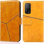 Voor Xiaomi Redmi K30S Geometrische stiksels Horizontale flip TPU + PU lederen tas met houder & kaartsleuven en portemonnee (goud)