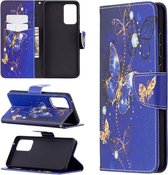 Voor Samsung Galaxy A72 5G Gekleurde Tekening Patroon Horizontale Flip Leren Case met Houder & Kaartsleuven & Portemonnee (Paarse Vlinder)