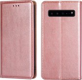 Voor Samsung Galaxy S10 5G PU + TPU Glanzende Olie Effen Kleur Magnetische Horizontale Flip Leren Case met Houder & Kaartsleuf & Portemonnee (Rose Goud)