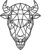 Hout-Kado - Bizon - Small - Zwart - Geometrische dieren en vormen - Hout - Lasergesneden- Wanddecoratie