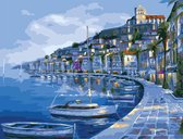 Paint by Number - Schilderen op Nummer - Small town Harbour - paintbynumber.eu