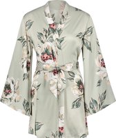 Hunkemöller Dames Nachtmode Kimono satin print  - Blauw - maat XL/XXL