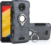 Voor Motorola Moto C Plus 2 in 1 Cube PC + TPU beschermhoes met 360 graden draaien zilveren ringhouder (grijs)