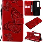 Voor Xiaomi Mi 10 Ultra 3D vlinders reliëfpatroon horizontaal flip lederen tas met houder & kaartsleuf & portemonnee (rood)