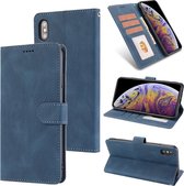 Fantasie Klassiek Huidgevoel Kalfsleer Textuur Magnetische gesp Horizontale Flip PU lederen tas met houder & kaartsleuf & portemonnee voor iPhone XS Max (blauw)