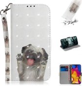 3D Schilderen Patroon Gekleurde Tekening Horizontale Flip Leren Case met Houder & Kaartsleuven & Portemonnee Voor LG V40 ThinQ (Pug)