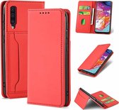 Voor Samsung Galaxy A70 Sterk magnetisme Vloeibaar gevoel Horizontale flip lederen tas met houder & kaartsleuven en portemonnee (rood)