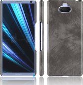 Schokbestendig Litchi Texture PC + PU-hoesje voor Sony Xperia 10 Plus (grijs)