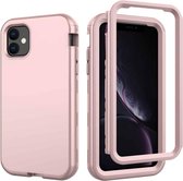 Voor iPhone 11 3 in 1 lederen olie TPU + pc schokbestendig hoesje (roségoud)