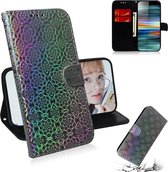 Voor Sony Xperia 10 Effen Kleur Kleurrijke Magnetische Gesp Horizontale Flip PU Lederen Case met Houder & Kaartsleuven & Portemonnee & Lanyard (Zilver)