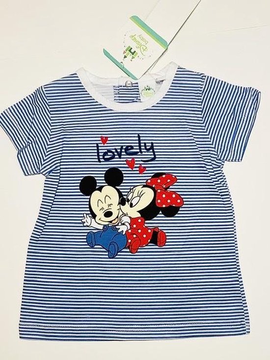 Disney Minnie Mouse t-shirt - blauw gestreept - maat 74 (12 maanden)