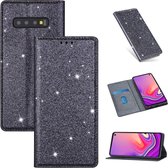 Voor Samsung Galaxy S10 ultradunne glitter magnetische horizontale flip lederen tas met houder en kaartsleuven (grijs)